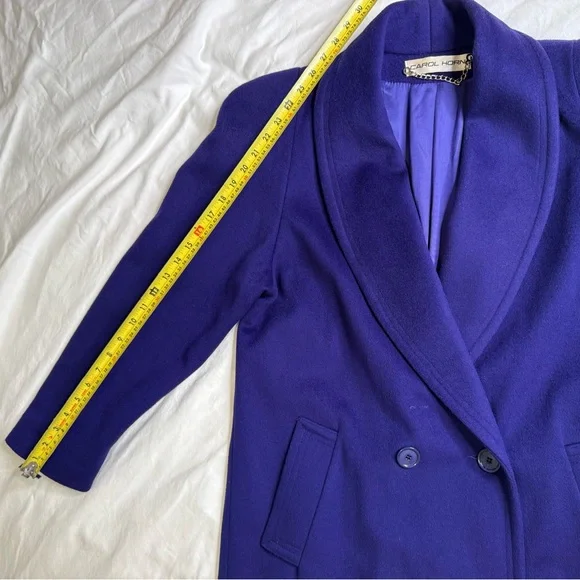 Vintage Carol Horn 100% Wool Long Coat Purple Shawl Collar Double Breasted USA 8 - Picture 12 of 13